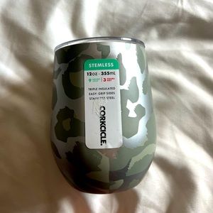 Corkcicle wine cup. New with tags. Gray camo print.